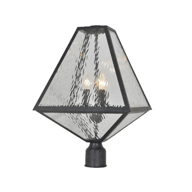 Tori Collection - Black Charcoal & Clear Water Glass Outdoor Lamp - W:35.5cm