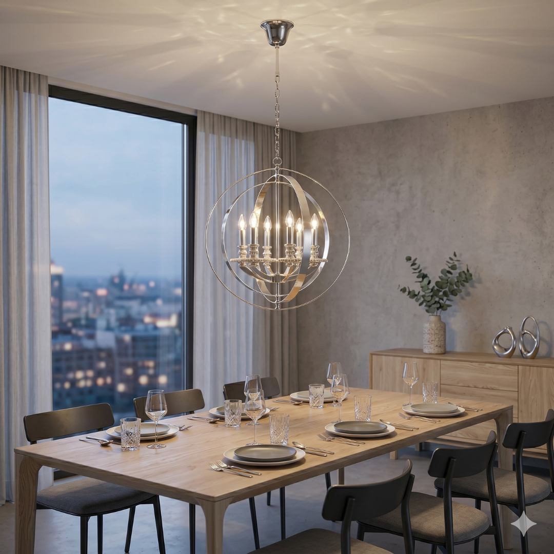 Hampton Orb - 6 Light - Silver Plated