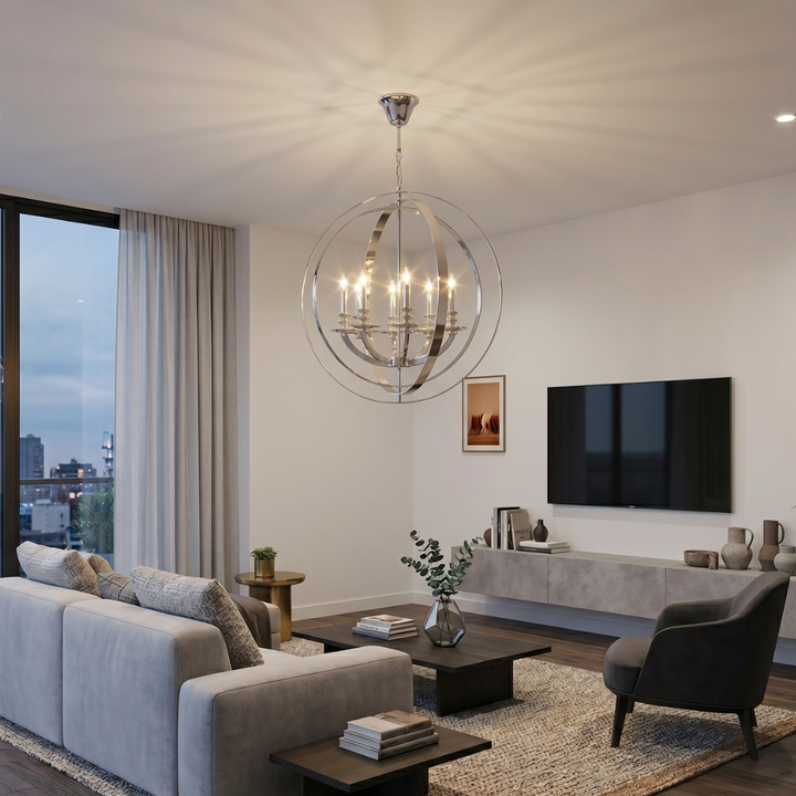 Hampton Orb - 8 Light - Silver Plated
