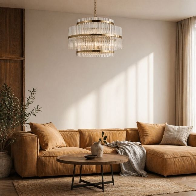 Harlow Collection - 3 Layer Chandelier - Satin Brass - W:70cm