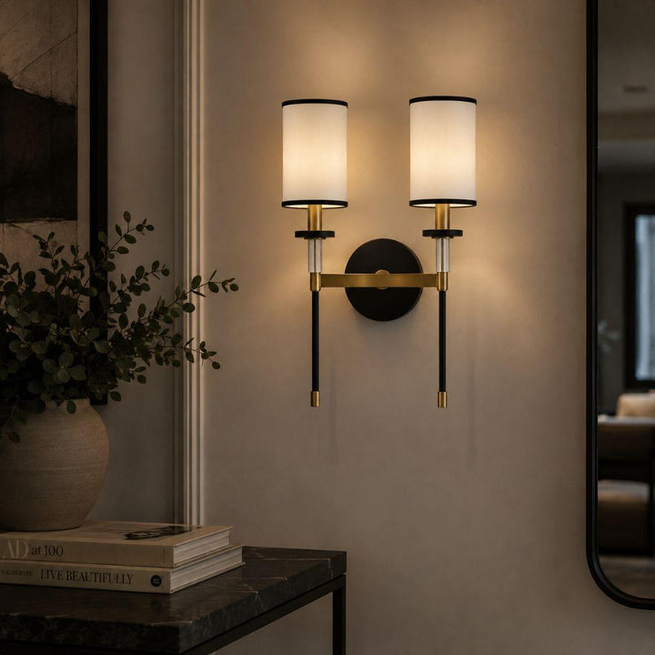 Hollis Collection Wall Sconce -  2 Light - Vibrant Gold & Black