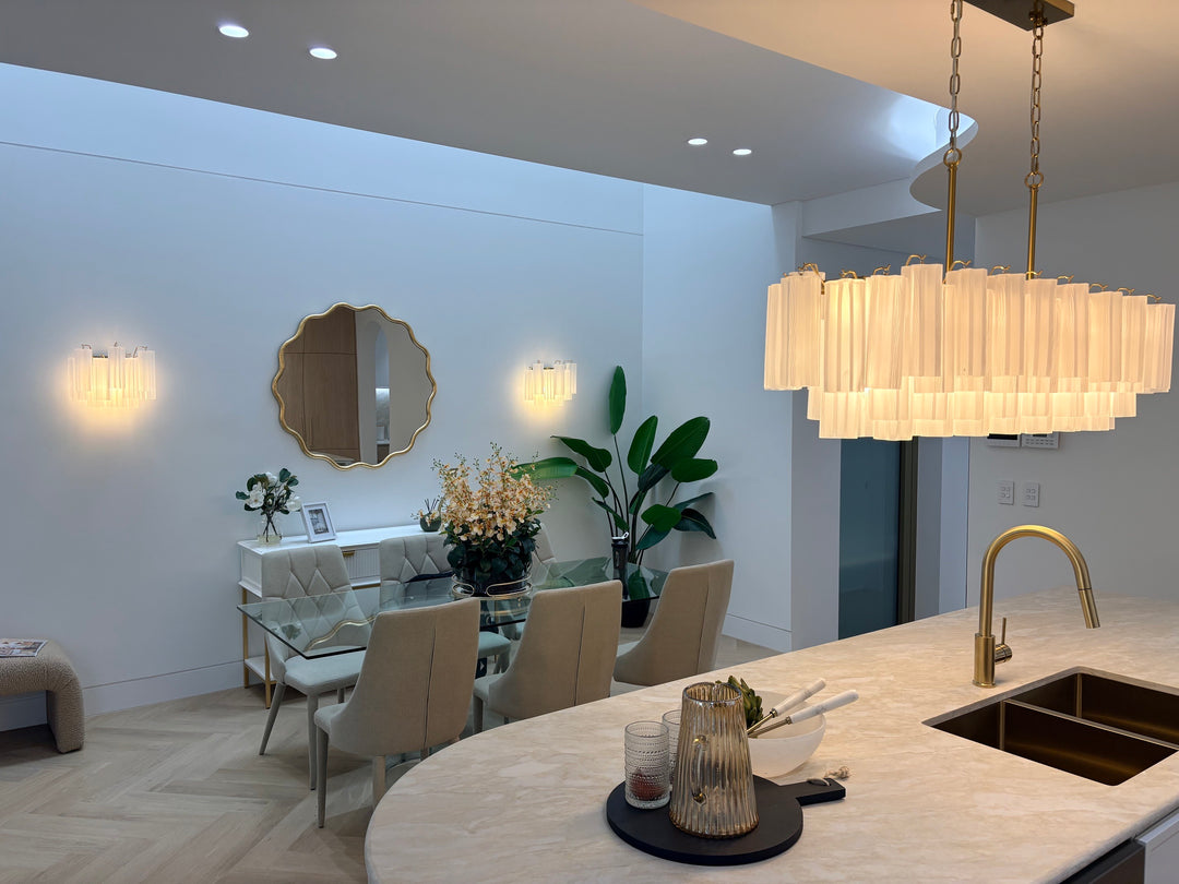 Odelle Collection - Bar Light - White & Satin Brass - L:131cm
