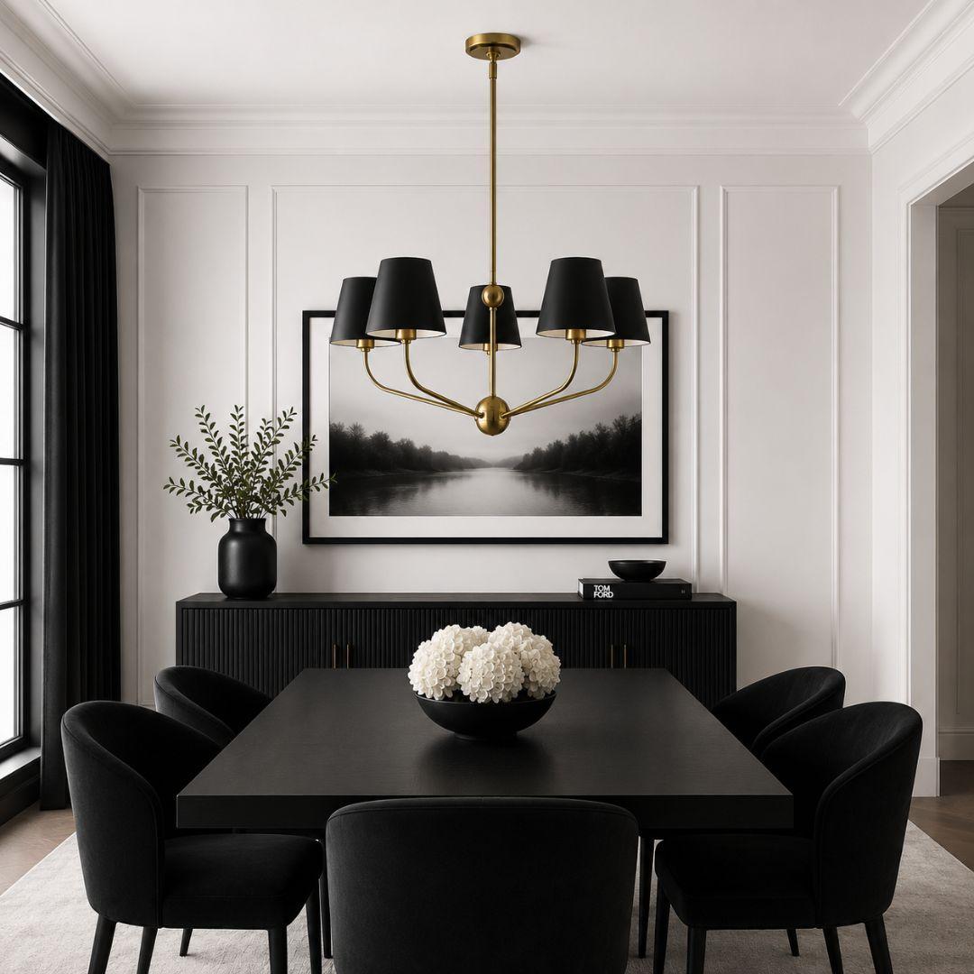 Jori Collection - 5 Lights Chandelier - Black