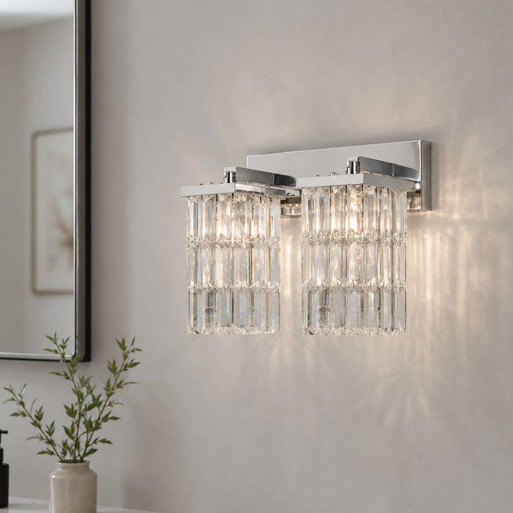 Modena Double Arm Wall Sconce - Rectangle - Chrome