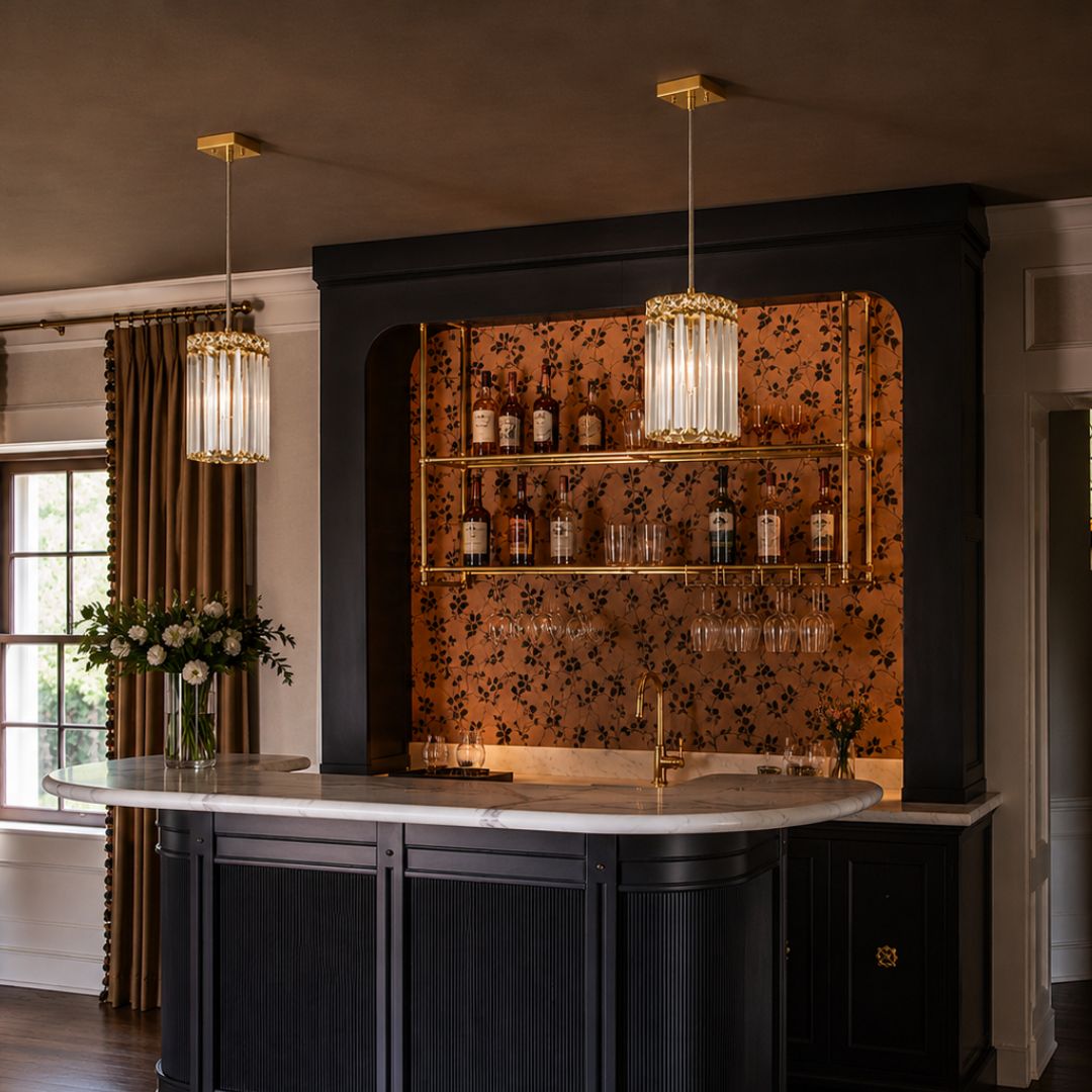 Modular Single Light Pendant - Square - Gold Fixtures