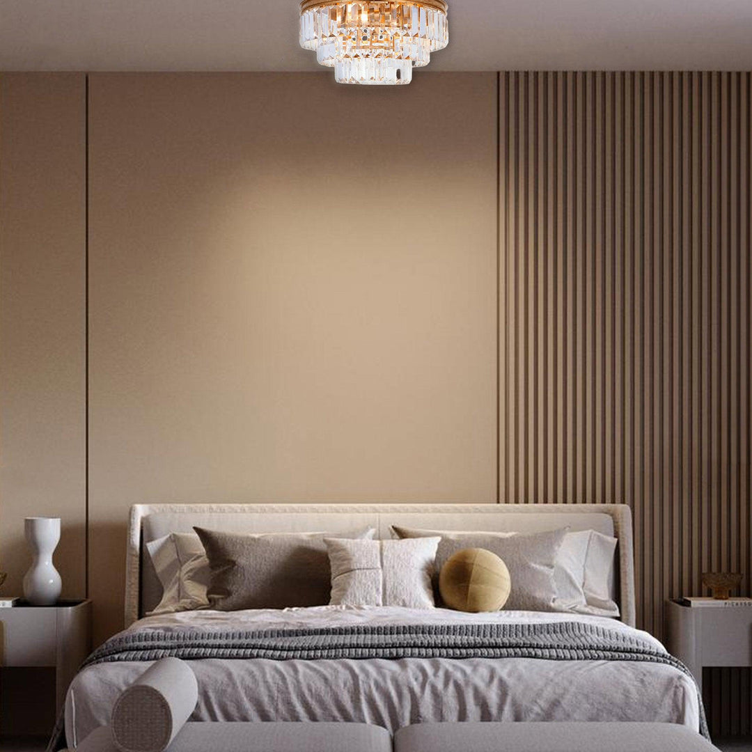 Jordan Collection - Flush Mount Chandelier - 40cm - Antique Gold - Designer Chandelier Australia