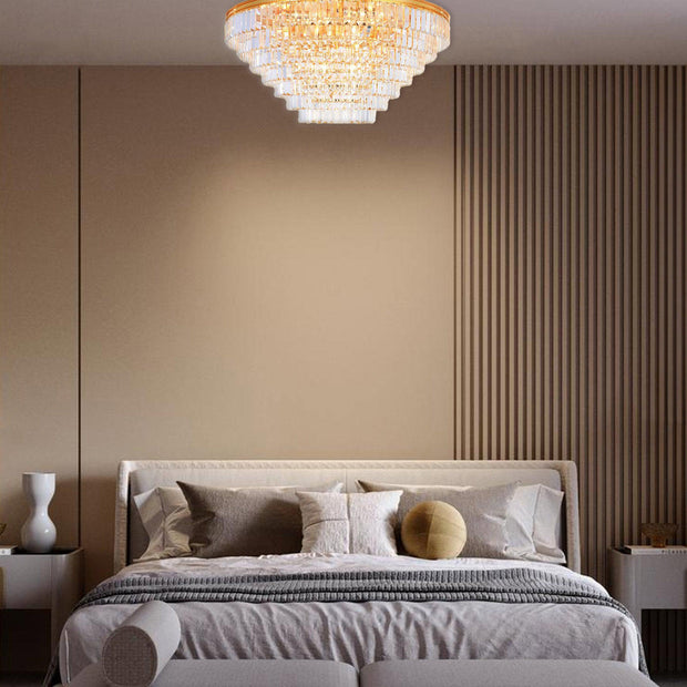 Jordan Collection - Flush Mount Chandelier - 90cm - Gold Plated