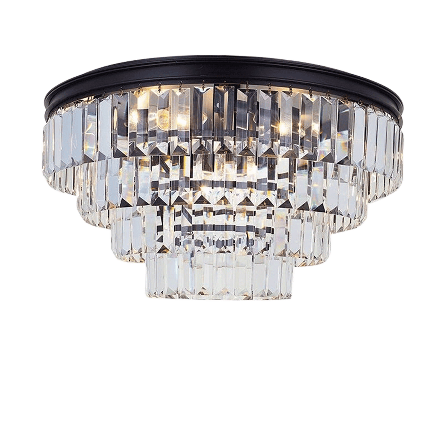 Square crystal shop flush mount light