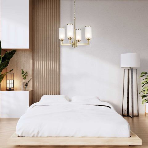 Provincial Collection - 4 Light Chandelier - Frosted Glass - Brass