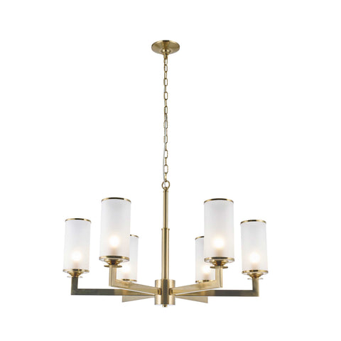 Provincial Collection - 6 Light Chandelier - Frosted Glass - Brass
