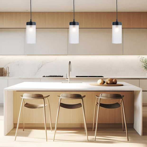 Provincial Collection - Single Light Pendant - Frosted Glass - Matte Black