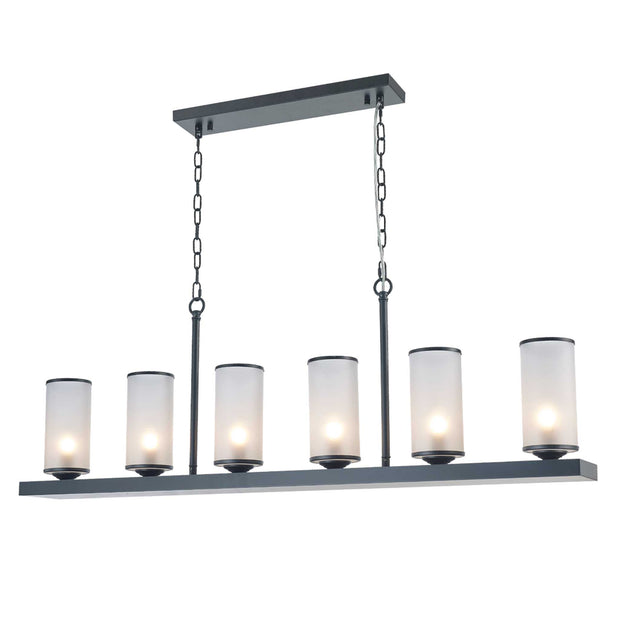 Provincial Collection- 120cm - Frosted Glass - Bar Light - Matte Black