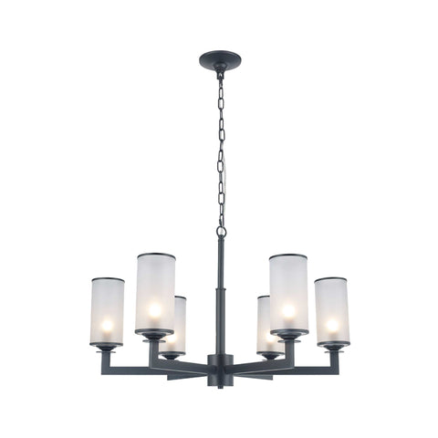 Provincial Collection - 6 Light Chandelier - Frosted Glass - Matte Black
