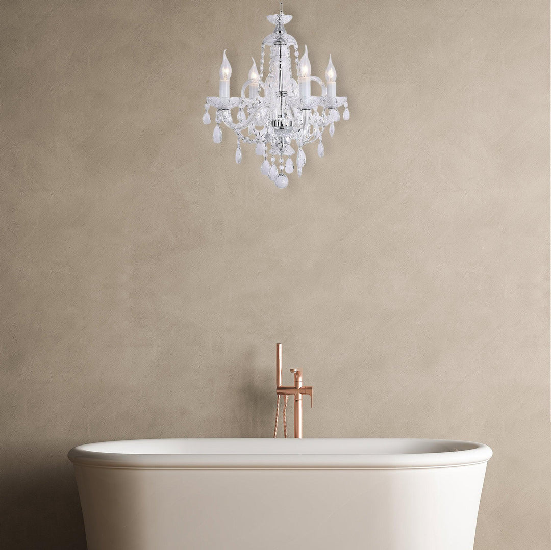 Bohemian Prague 4 Arm Crystal Chandelier - Chrome Fixtures