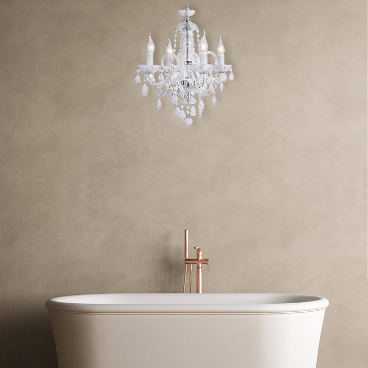 Bohemian Prague 4 Arm Crystal Chandelier - Chrome Fixtures