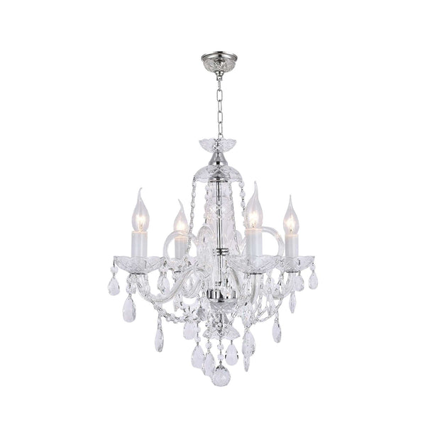 Bohemian Prague 4 Arm Crystal Chandelier - Chrome Fixtures