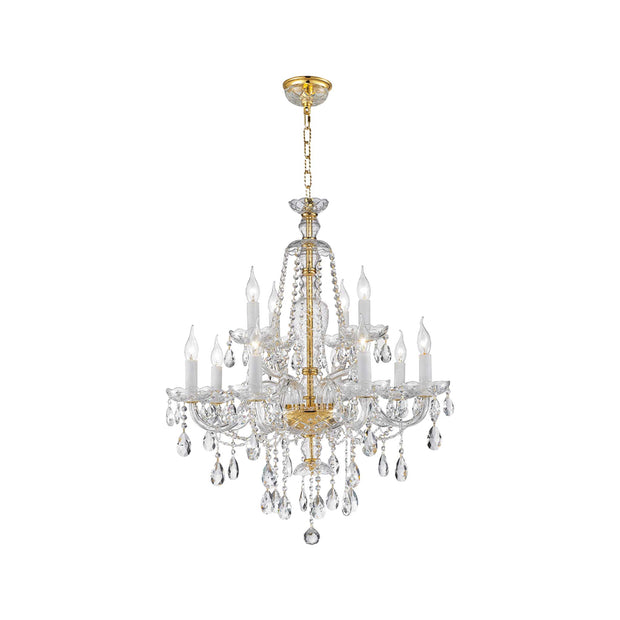 Bohemian Brilliance 12 Arm Crystal Chandelier- GOLD