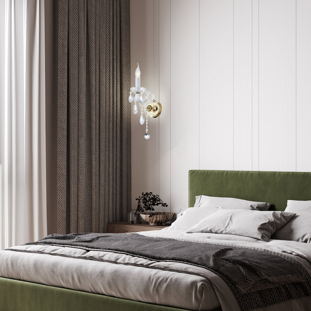 Bohemian Elegance Single Arm Wall Light Sconce – Brass Fixtures to Match Prague Series