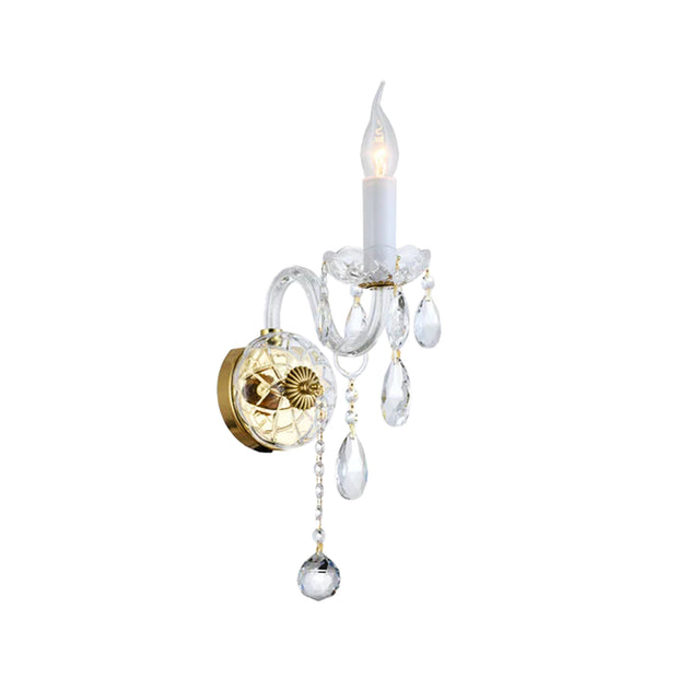 Bohemian Elegance Single Arm Wall Light Sconce- Brass Fixtures (to match Prague series)