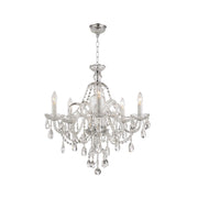 Bohemian Prague 5 Arm Crystal Chandelier - Chrome Fixtures