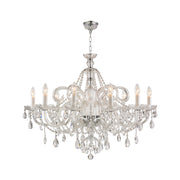 Bohemian Prague 10 Arm Crystal Chandelier - Chrome Fixtures