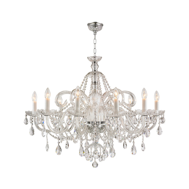 Bohemian Prague 10 Arm Crystal Chandelier - Chrome Fixtures