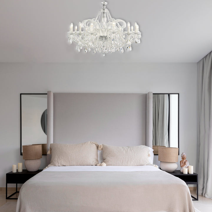 Bohemian Prague 14 Arm Crystal Chandelier - Chrome Fixtures