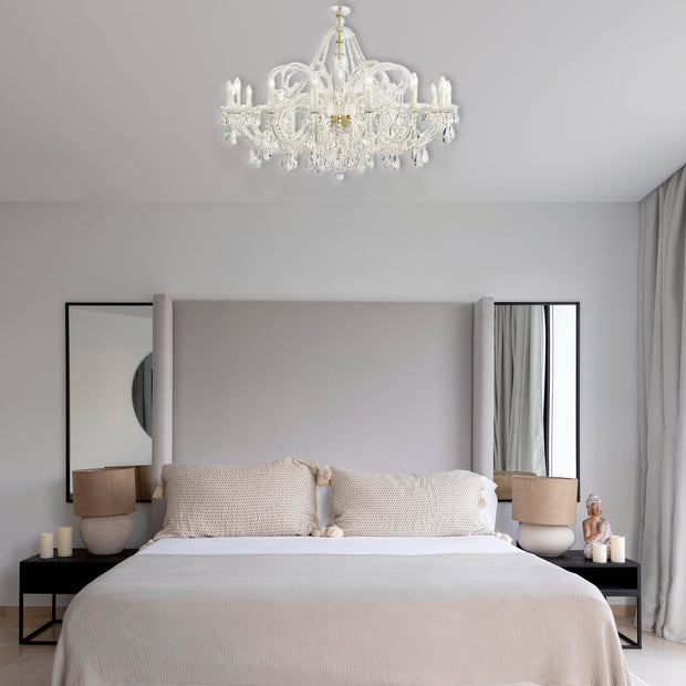 Bohemian Prague 14 Arm Crystal Chandelier - Brass Fixtures