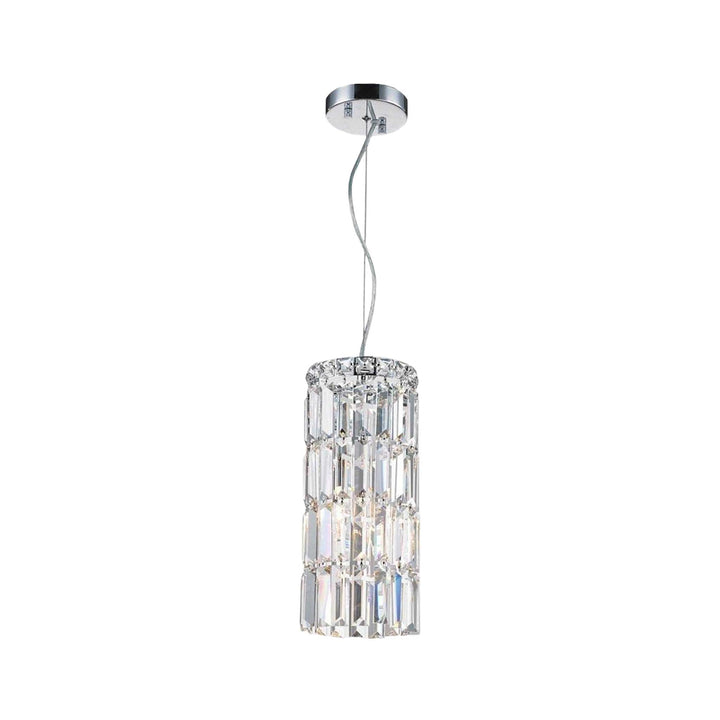 Modular Cylinder Crystal Pendant - Round - Height 37cm - Clear Crystal