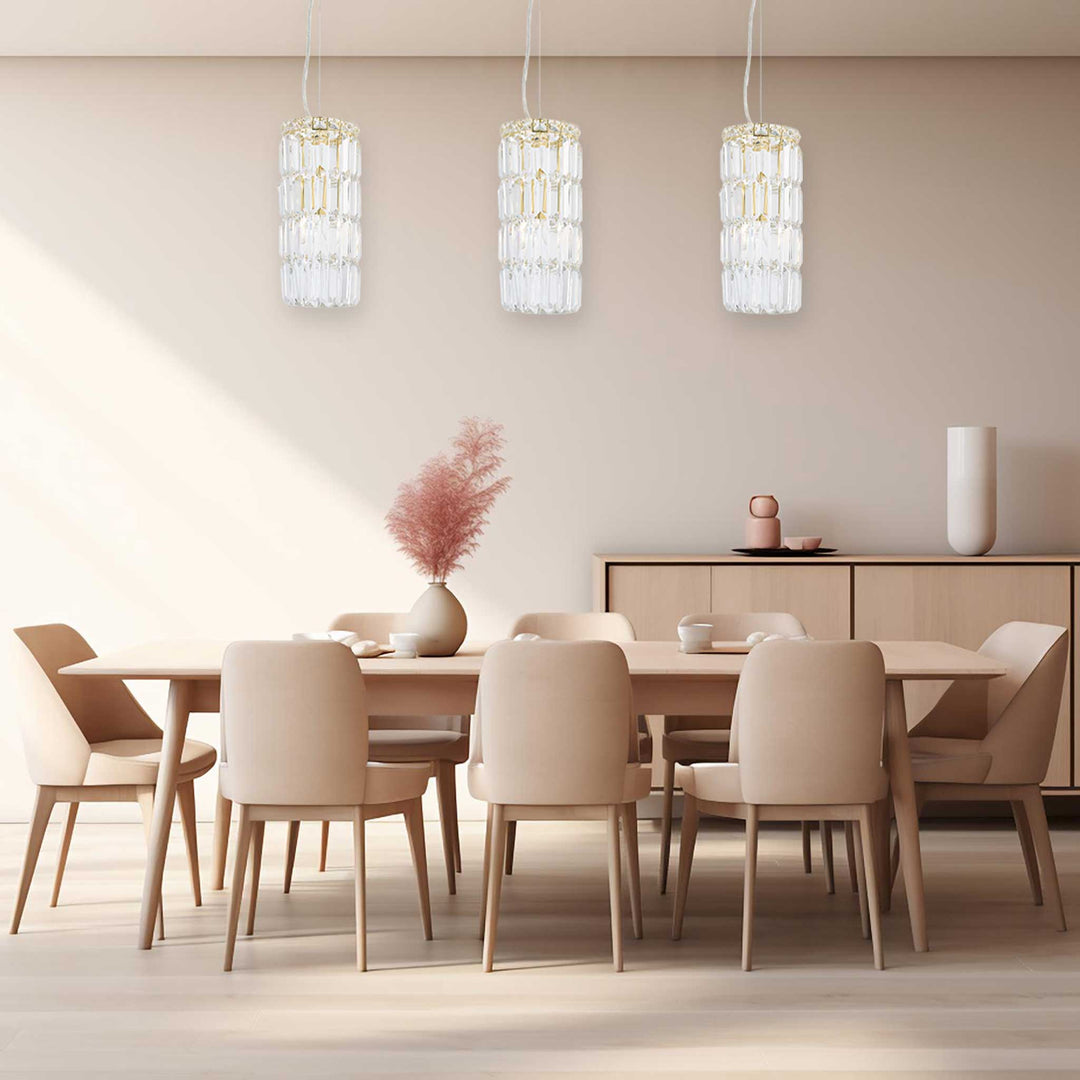 Modular Pendant Modular Cylinder Crystal Pendant - Round - Height 37cm - Light Gold ...