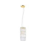 Modular Cylinder Crystal Pendant - Round - Height 37cm - Light Gold - Clear Crystal