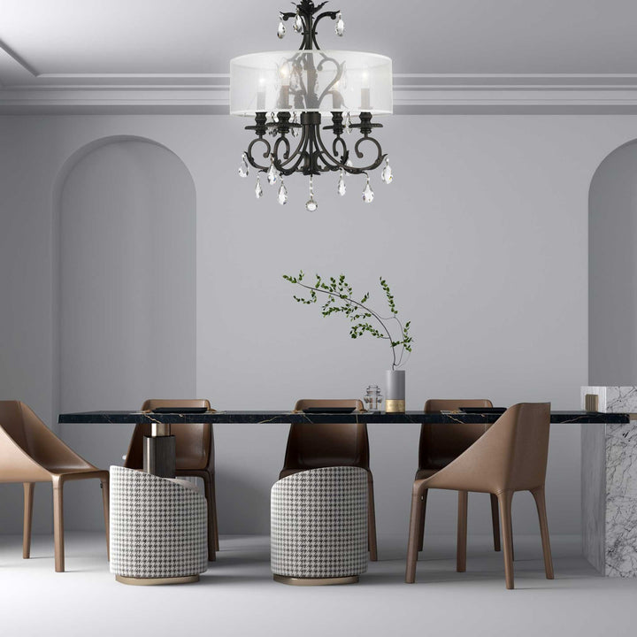 ARIA - Hampton 4 Arm Chandelier - Dark Bronze - Orb Outer Shade