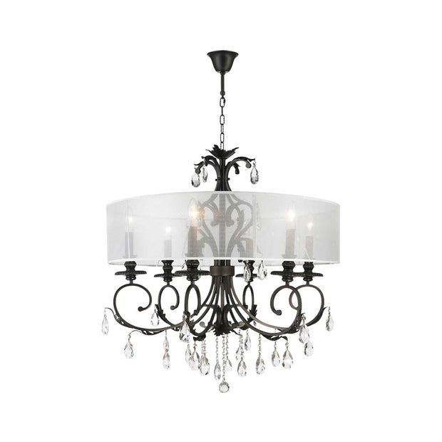 ARIA - Hampton 6 Arm Chandelier - Dark Bronze - Orb Outer Shade