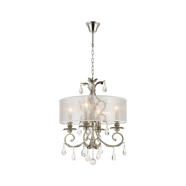 ARIA - Hampton 4 Arm Chandelier - Nickel Plated  - Orb Outer Shade
