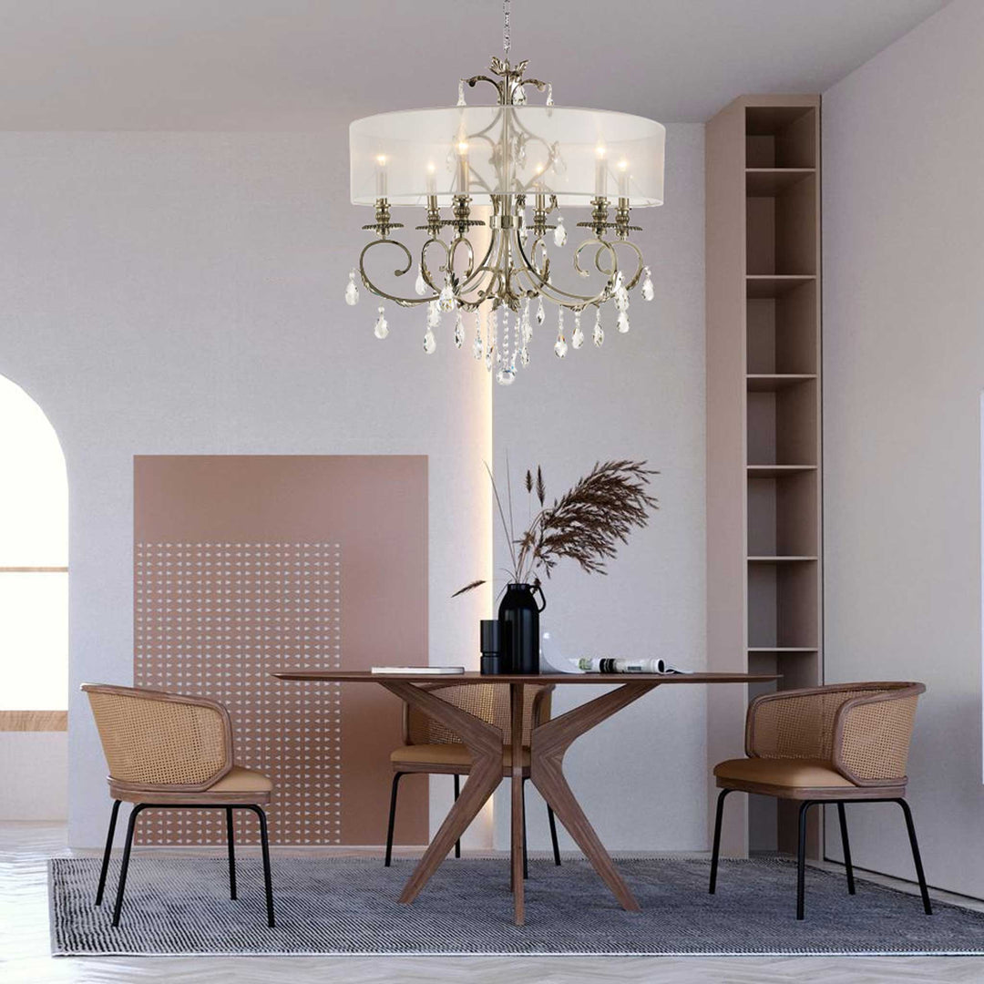 ARIA - Hampton 6 Arm Chandelier - Nickel Plated - Orb Outer Shade - Designer Chandelier Australia