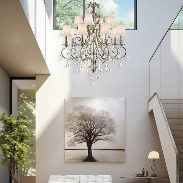 ARIA - Hampton 12 Arm Chandelier - Nickel Plated