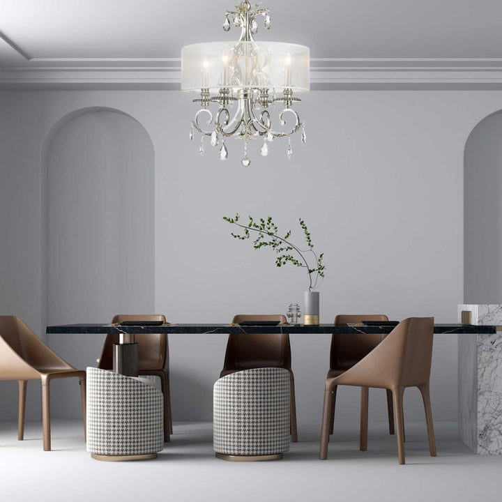 ARIA - Hampton 4 Arm Chandelier - Silver Plated - Orb Outer Shade - Designer Chandelier Australia