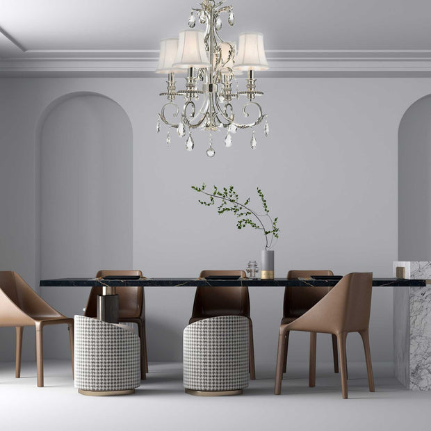 ARIA - Hampton 4 Arm Chandelier - Silver Plated