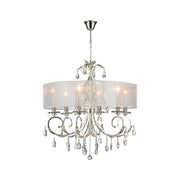ARIA - Hampton 6 Arm Chandelier - Silver Plated - Orb Outer Shade