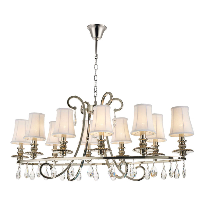 NewYork - Hampton  Oval  10 Arm Chandelier - Nickel Plated - W:120cm