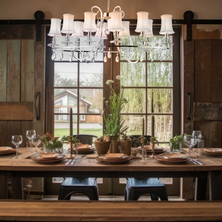 NewYork - Hampton Oval Halo 10 Light Chandelier - Silver Plated