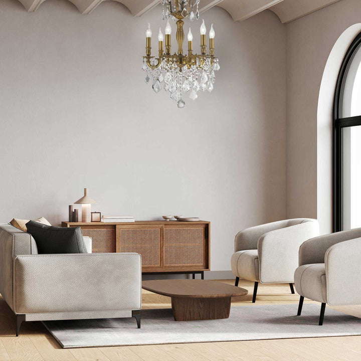 AMERICANA 6 Light Crystal Chandelier - Brass Finish