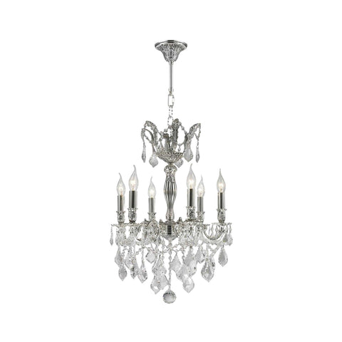 AMERICANA 6 Light Crystal Chandelier - Silver Plated