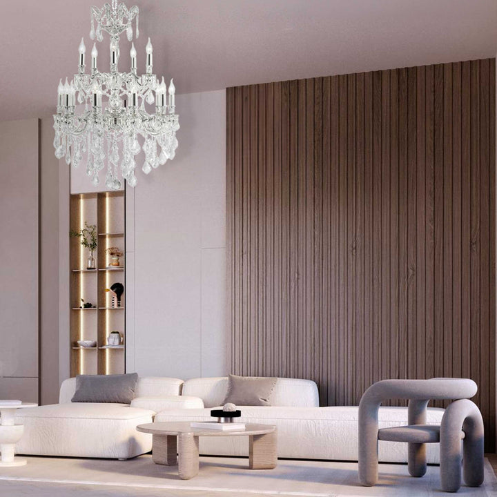 Americana 15 Light Crystal Chandelier - Silver Plated - Designer Chandelier Australia