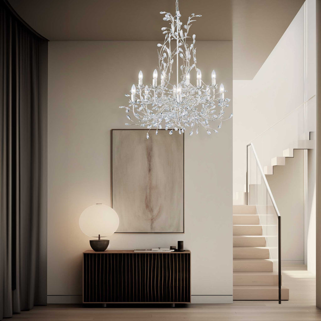 Willow Contemporary Leaf Chandelier in Antique White 87cm Wide