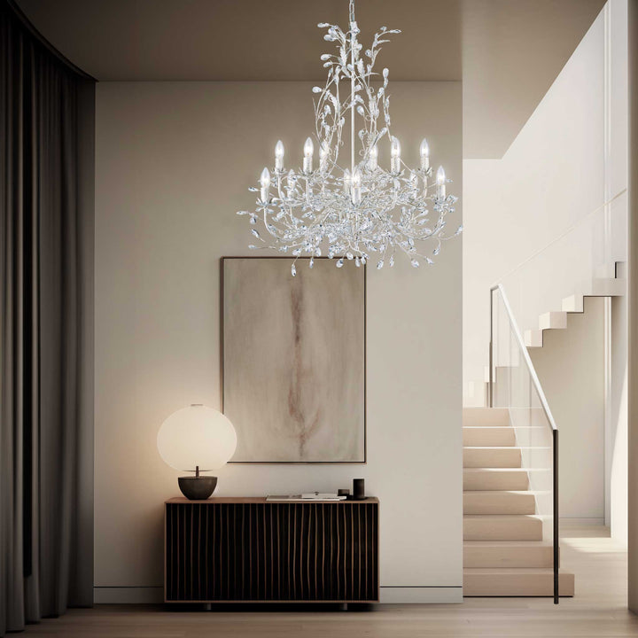 Willow Contemporary Leaf Chandelier in Antique White 87cm Wide