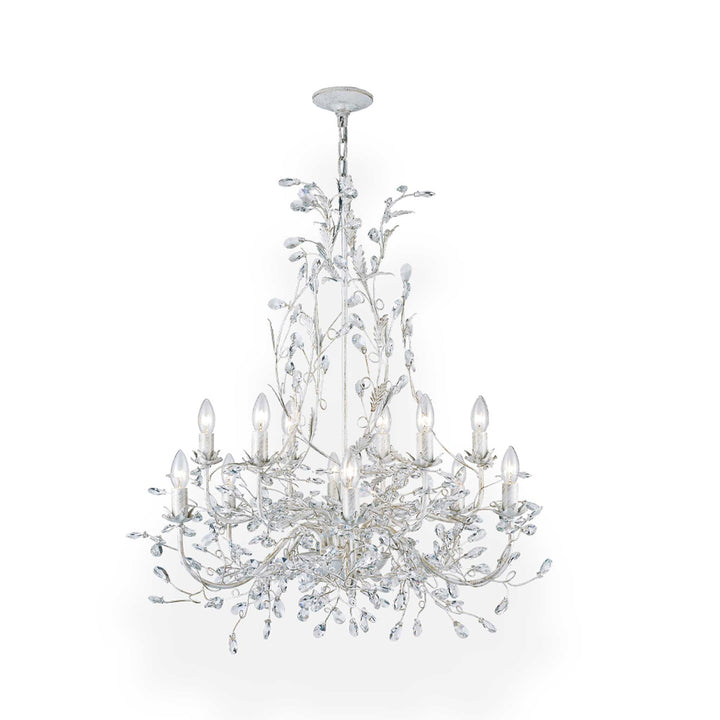 Willow Contemporary Leaf Chandelier in Antique White 87cm Wide