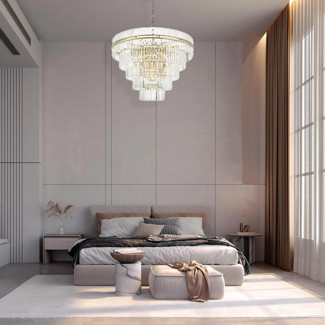 Ashton Collection - Five Tier Chandelier - 120cm - Antique Gold - Designer Chandelier Australia