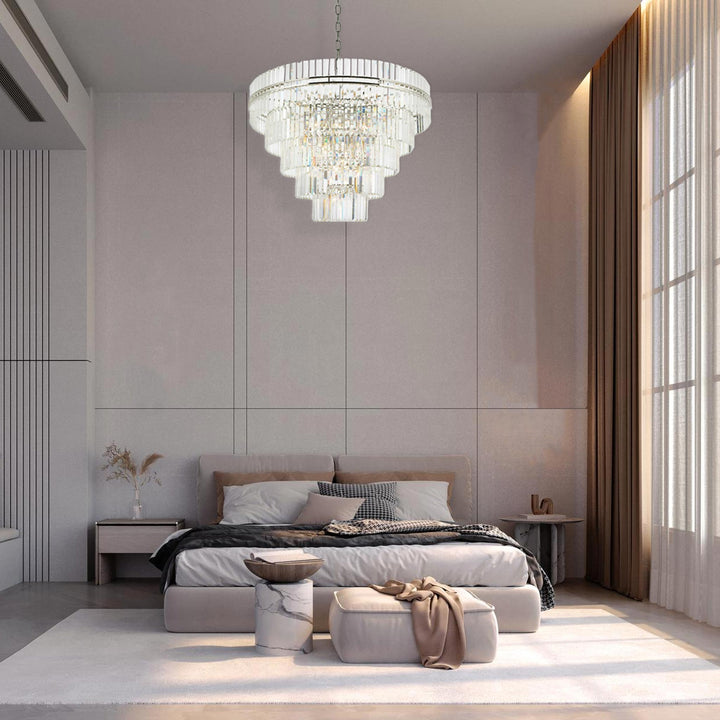 Ashton Collection - Five Tier Chandelier - 120cm - Polished Nickel