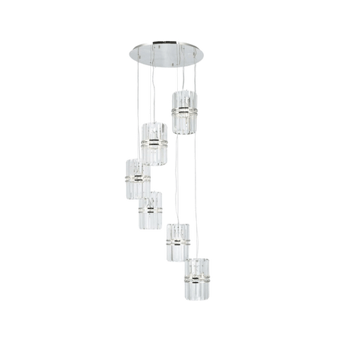 Ashton Collection - 6 Light Pendant Cluster - W: 65cm - Polished Nickel